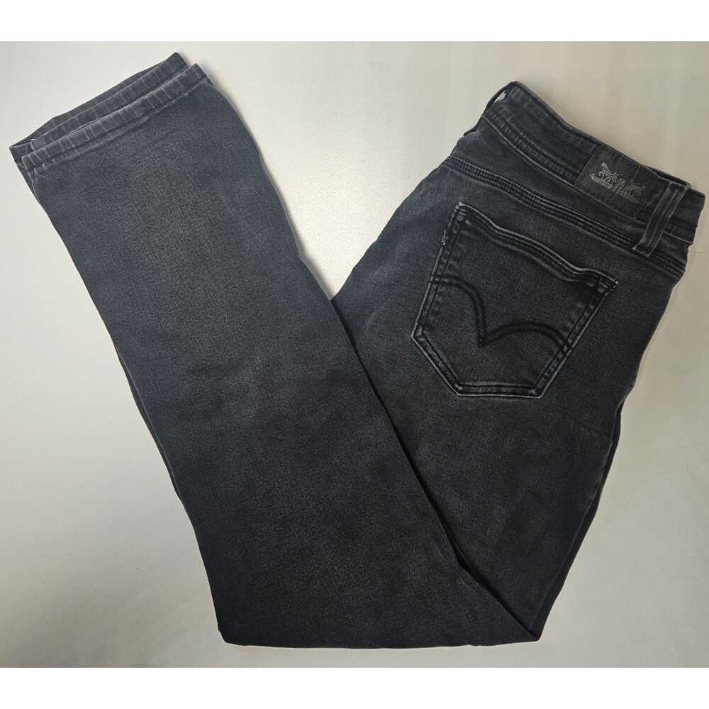 Levi's 529 Curvy Skinny Leg Denim Jeans Black Women Size 14 Mid Rise Modern